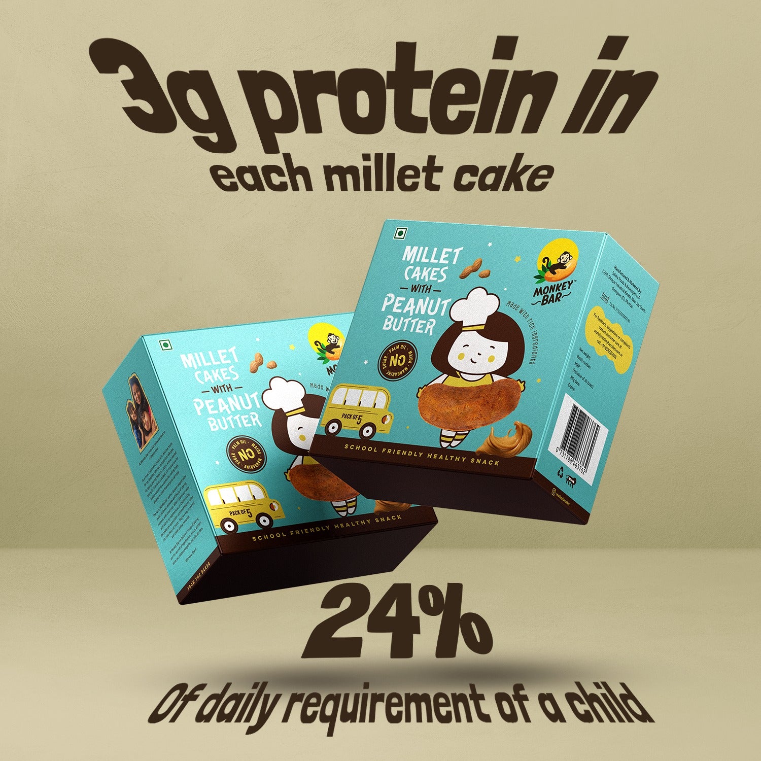Monkey Bar Triple Treat - Pack of 3 Premium Millet Cakes | Gluten-Free